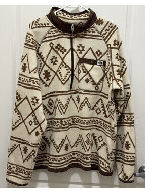 The North Face Men’s XL Fleece 1/4 Zip Pullover Cream Brown Geometric Aztec Prin